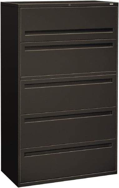 Hon - 42" Wide x 67" High x 19-1/4" Deep, 5 Drawer Roll-Out, Roll-Out Posting - Steel, Charcoal - Eagle Tool & Supply