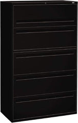 Hon - 42" Wide x 67" High x 19-1/4" Deep, 5 Drawer Roll-Out, Roll-Out Posting - Steel, Black - Eagle Tool & Supply