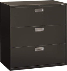 Hon - 42" Wide x 40-7/8" High x 19-1/4" Deep, 3 Drawer Lateral File - Steel, Charcoal - Eagle Tool & Supply