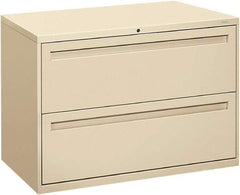 Hon - 42" Wide x 28-3/8" High x 19-1/4" Deep, 2 Drawer Lateral File - Steel, Putty - Eagle Tool & Supply