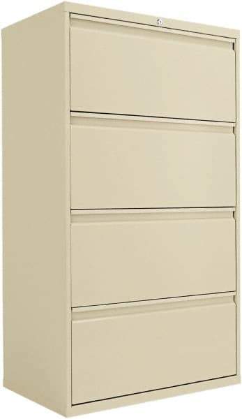 ALERA - 30" Wide x 53-1/4" High x 19-1/4" Deep, 4 Drawer Lateral File - Steel, Putty - Eagle Tool & Supply