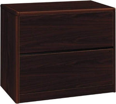 Hon - 36" Wide x 29-1/2" High x 20" Deep, 2 Drawer Lateral File - Laminate, Mahogany - Eagle Tool & Supply