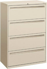 Hon - 36" Wide x 53-1/4" High x 19-1/4" Deep, 4 Drawer Lateral File - Steel, Light Gray - Eagle Tool & Supply