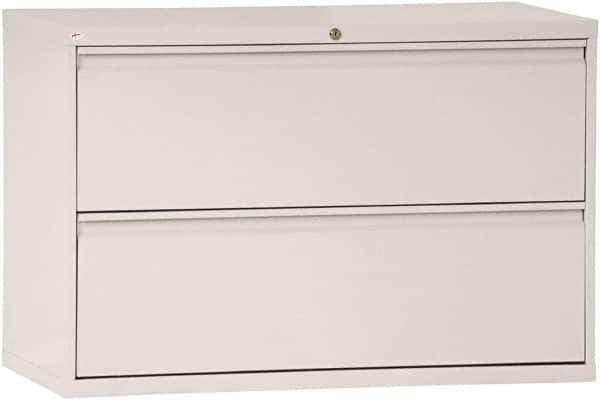 ALERA - 42" Wide x 28-3/8" High x 19-1/4" Deep, 2 Drawer Lateral File - Steel, Light Gray - Eagle Tool & Supply