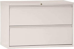 ALERA - 42" Wide x 28-3/8" High x 19-1/4" Deep, 2 Drawer Lateral File - Steel, Light Gray - Eagle Tool & Supply