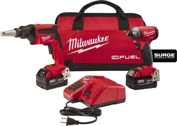 Milwaukee Tool - 18 Volt Cordless Tool Combination Kit - Includes Screwgun & Impact Driver, Lithium-Ion Battery Included - Eagle Tool & Supply