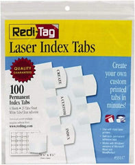 Redi-Tag - 1" 100 Tabs, Self-Adhesive, Index Tab - White - Eagle Tool & Supply