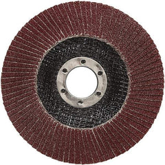 3M - 40 Grit, 4-1/2" Disc Diam, 7/8" Center Hole, Type 27 Ceramic Flap Disc - 13,300 Max RPM, Cloth Backing, Arbor Attaching System, Coated - Eagle Tool & Supply
