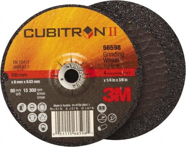 3M - 4-1/2" Wheel Diam, 7/8" Arbor Hole, Type 27 Depressed Center Wheel - Medium Grade, Ceramic, 13,300 Max RPM - Eagle Tool & Supply