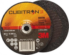 3M - 4-1/2" Wheel Diam, 7/8" Arbor Hole, Type 27 Depressed Center Wheel - Medium Grade, Ceramic, 13,300 Max RPM - Eagle Tool & Supply
