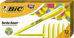 Bic - Flouorescent Yellow Highlighter - Chisel Tip, Water Base Ink - Eagle Tool & Supply