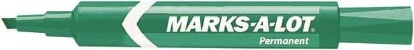 Marks-A-Lot - Green Permanent Marker - Chisel Tip, AP Nontoxic Ink - Eagle Tool & Supply