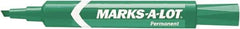 Marks-A-Lot - Green Permanent Marker - Chisel Tip, AP Nontoxic Ink - Eagle Tool & Supply