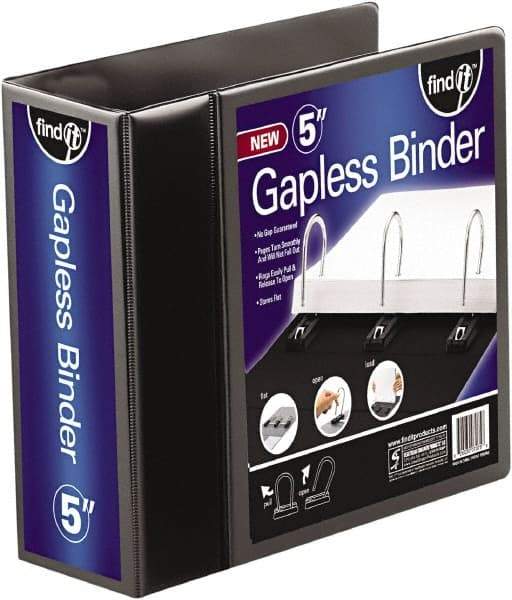 Find-It - 1,050 Sheet Capacity, 11 x 8-1/2", View Ring Binder - Vinyl, Black - Eagle Tool & Supply