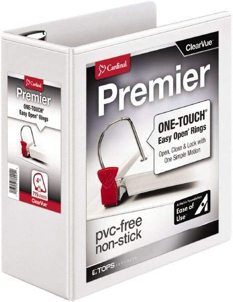 Cardinal - 775 Sheet Capacity, 11 x 8-1/2", View Ring Binder - Polypropylene, White - Eagle Tool & Supply