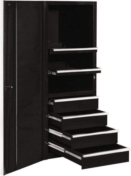 EXTREME TOOLS - 4 Drawer Side Tool Cabinet - 24" Wide x 30-7/8" Deep x 63-3/8" High, Steel, Black - Eagle Tool & Supply