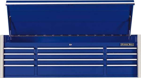EXTREME TOOLS - 12 Drawer Top Tool Chest - 72" Wide x 25" Deep x 22-1/4" High, Steel, Blue - Eagle Tool & Supply