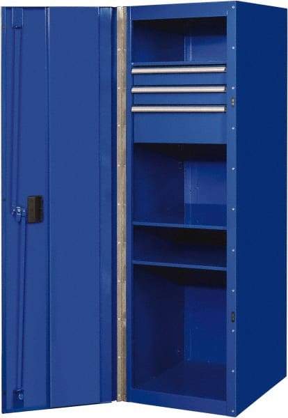 EXTREME TOOLS - 3 Drawer Side Tool Locker - 19" Wide x 61" Deep x 25" High, Steel/Aluminum, Blue - Eagle Tool & Supply