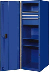 EXTREME TOOLS - 3 Drawer Side Tool Locker - 19" Wide x 61" Deep x 25" High, Steel/Aluminum, Blue - Eagle Tool & Supply