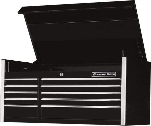 EXTREME TOOLS - 10 Drawer Top Tool Chest - 55" Wide x 30" Deep x 26-3/8" High, Steel, Black - Eagle Tool & Supply