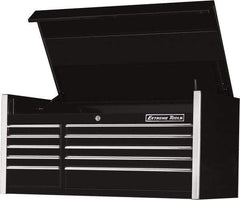 EXTREME TOOLS - 10 Drawer Top Tool Chest - 55" Wide x 30" Deep x 26-3/8" High, Steel, Black - Eagle Tool & Supply