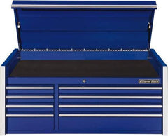 EXTREME TOOLS - 8 Drawer Top Tool Chest - 54-5/8" Wide x 25" Deep x 22-1/4" High, Steel, Blue - Eagle Tool & Supply