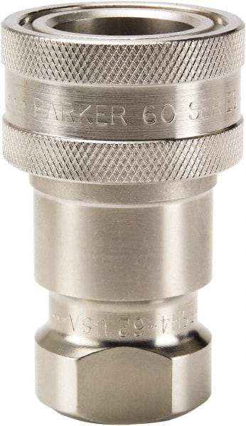 Parker - 1-1/16-12 SAE ORB 316 Stainless Steel Hydraulic Hose Female Straight Thread Coupler - 1,500 psi, 28 GPM, Series 60 - Eagle Tool & Supply