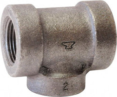 Made in USA - Size 2 x 3/4 x 2", Class 125, Cast Iron Black Pipe Reducing Tee - 175 psi, FPT End Connection - Eagle Tool & Supply