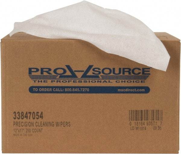 PRO-SOURCE - Dry Clean Room/Lab/Critical Task Wipes - Double Sided Box, 17" x 12" Sheet Size, White - Eagle Tool & Supply