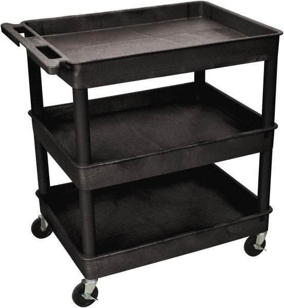 Luxor - 300 Lb Capacity, 24" Wide x 18" Long x 38" High Shelf Cart - 3 Shelf, Plastic - Eagle Tool & Supply