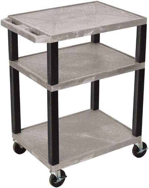 Luxor - 300 Lb Capacity, 24" Wide x 18" Long x 34" High Standard Utility Cart - 3 Shelf, Plastic - Eagle Tool & Supply