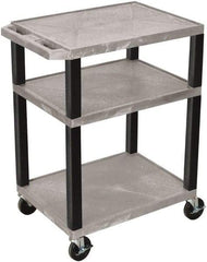 Luxor - 300 Lb Capacity, 24" Wide x 18" Long x 34" High Standard Utility Cart - 3 Shelf, Plastic - Eagle Tool & Supply