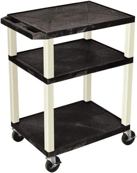 Luxor - 300 Lb Capacity, 24" Wide x 18" Long x 34" High Standard Utility Cart - 3 Shelf, Plastic - Eagle Tool & Supply