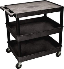 Luxor - 300 Lb Capacity, 24" Wide x 18" Long x 36" High Shelf Cart - 3 Shelf, Plastic - Eagle Tool & Supply