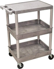 Luxor - 300 Lb Capacity, 24" Wide x 18" Long x 36" High Shelf Cart - 3 Shelf, Plastic - Eagle Tool & Supply