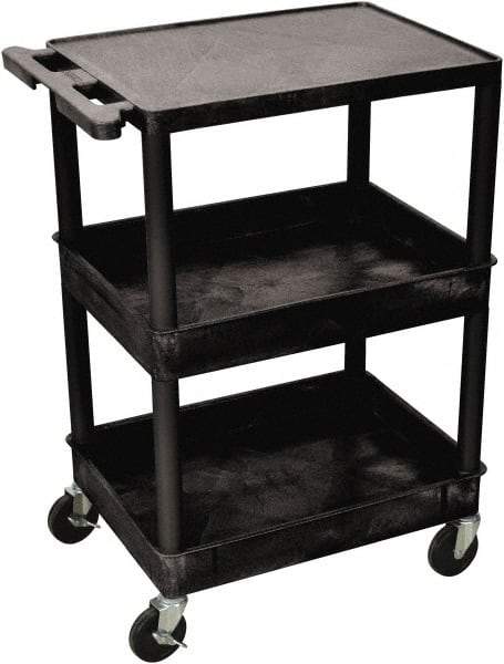Luxor - 300 Lb Capacity, 24" Wide x 18" Long x 36" High Shelf Cart - 3 Shelf, Plastic - Eagle Tool & Supply