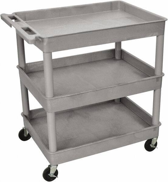 Luxor - 300 Lb Capacity, 24" Wide x 18" Long x 38" High Shelf Cart - 3 Shelf, Plastic - Eagle Tool & Supply