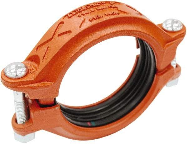 Made in USA - Size 2-1/2", Class 150, Malleable Iron Orange Pipe Coupling - 300 psi, Grooved End Connection - Eagle Tool & Supply
