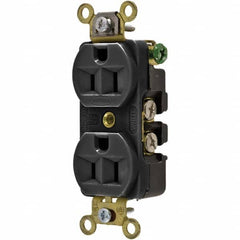 Hubbell Wiring Device-Kellems - 125V 15A NEMA 5-15R Industrial Grade Black Straight Blade Duplex Receptacle - Eagle Tool & Supply