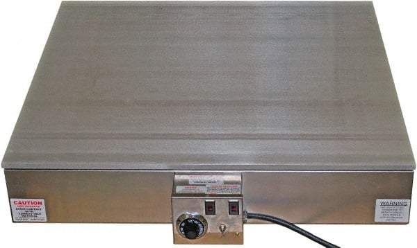 Valad Electric Heating - 36" Long x 27 Wide x 7" High, 220 Volt Hot Plate - 100 to 550°F, 1 Burner, Aluminum Plate, 4000 Watt, 18.2 Amps, 304 Stainless Steel Base - Eagle Tool & Supply