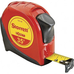 Starrett - 35' x 1" Yellow Blade Tape Measure - 1/16" Graduation, S1 Graduation Style, Red Case - Eagle Tool & Supply