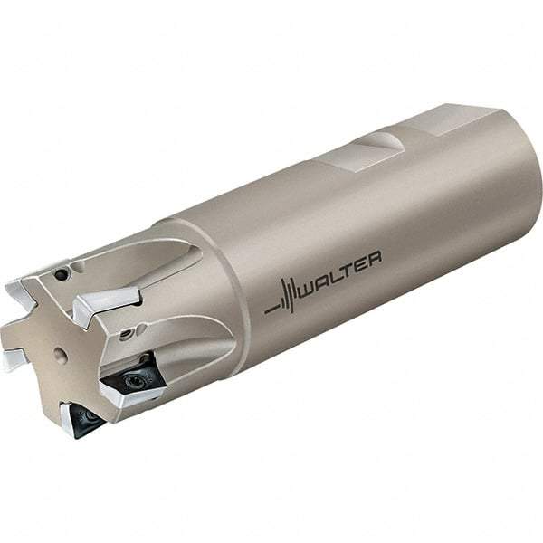 Walter - 25mm Cut Diam, 10mm Max Depth of Cut, 25mm Shank Diam, 200mm OAL, Indexable Square Shoulder End Mill - Multiple Insert Styles, Cylindrical Shank, 90° Lead Angle, Through Coolant, Series Xtra-tec - Eagle Tool & Supply