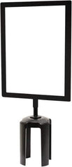Tensator - 11" High x 7" Long x 7/8" Wide Barrier Sign Frame - Steel, Black Powdercoat Finish, Black, Use with Tensabarrier - Eagle Tool & Supply
