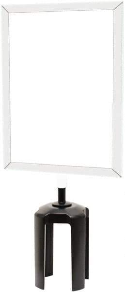 Tensator - 11" High x 7" Long x 7/8" Wide Barrier Sign Frame - Steel, Polished Chrome Finish, Chrome, Use with Tensabarrier - Eagle Tool & Supply