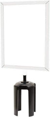 Tensator - 11" High x 7" Long x 7/8" Wide Barrier Sign Frame - Steel, Polished Chrome Finish, Chrome, Use with Tensabarrier - Eagle Tool & Supply