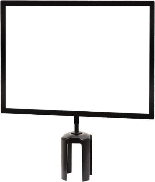 Tensator - 14" High x 11" Long x 7/8" Wide Barrier Sign Frame - Steel, Black Powdercoat Finish, Bright Gold, Use with Tensabarrier - Eagle Tool & Supply