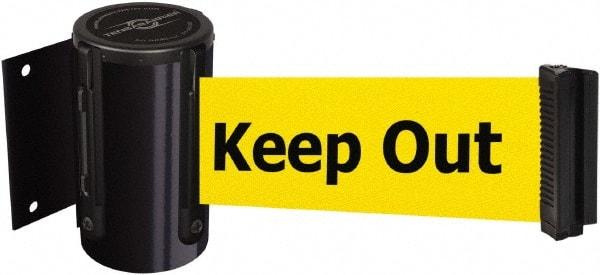 Tensator - 4" High x 2" Long x 3" Wide Barricade Tape Dispenser - Steel, Black Powdercoat Finish, Black, Use with Tensabarrier - Eagle Tool & Supply