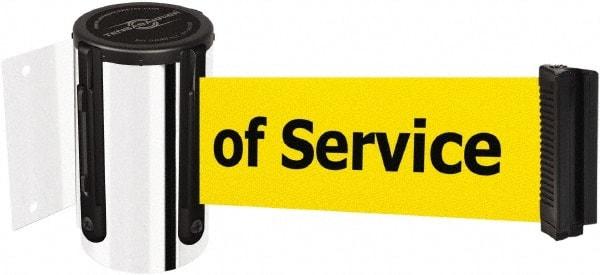 Tensator - 4" High x 2" Long x 3" Wide Barricade Tape Dispenser - Steel, Polished Chrome Finish, Chrome, Use with Tensabarrier - Eagle Tool & Supply