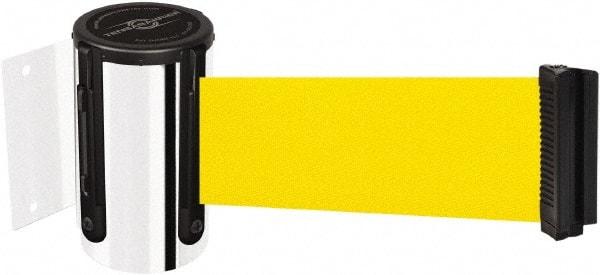 Tensator - 4" High x 2" Long x 3" Wide Barricade Tape Dispenser - Steel, Polished Chrome Finish, Chrome, Use with Tensabarrier - Eagle Tool & Supply