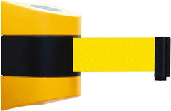 Tensator - 5" High x 3" Long x 3" Wide Barricade Tape Dispenser - Steel, Black Powdercoat Finish, Black/Yellow, Use with Tensabarrier - Eagle Tool & Supply